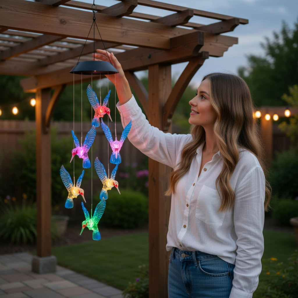 Solar Hummingbird Wind Chimes