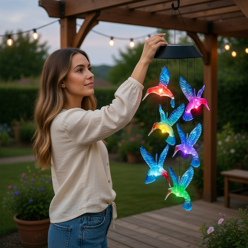 Solar Hummingbird Wind Chimes